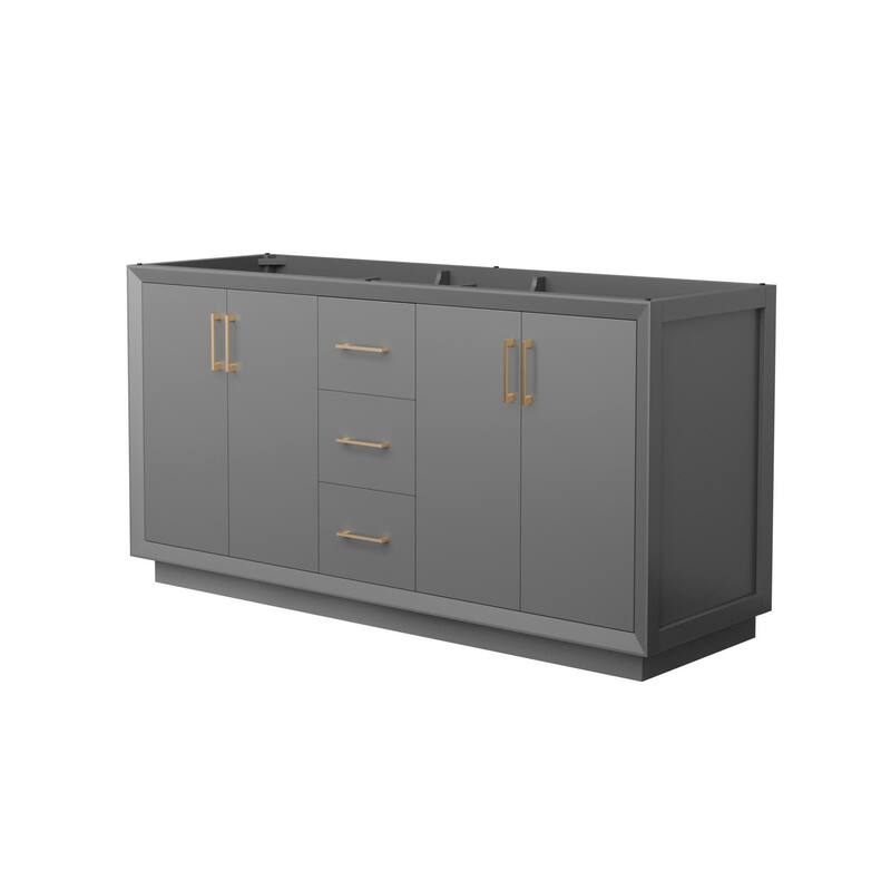 Wyndham Collection WCF414166D-CXSXX-MXX Strada 65" Double Free - Dark Gray / Satin Bronze Hardware