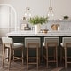 preview thumbnail 12 of 115, Gracie Modern Bar Stool, Boucle Upholstered Chair and Brushed Wooden Legs Set of 4 - Flax/Light Brown - Counter Height