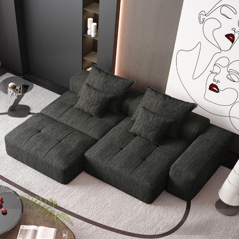 Comfortable Oversized Sectional Sofa with Multiple Functions and Stylish Design - Black