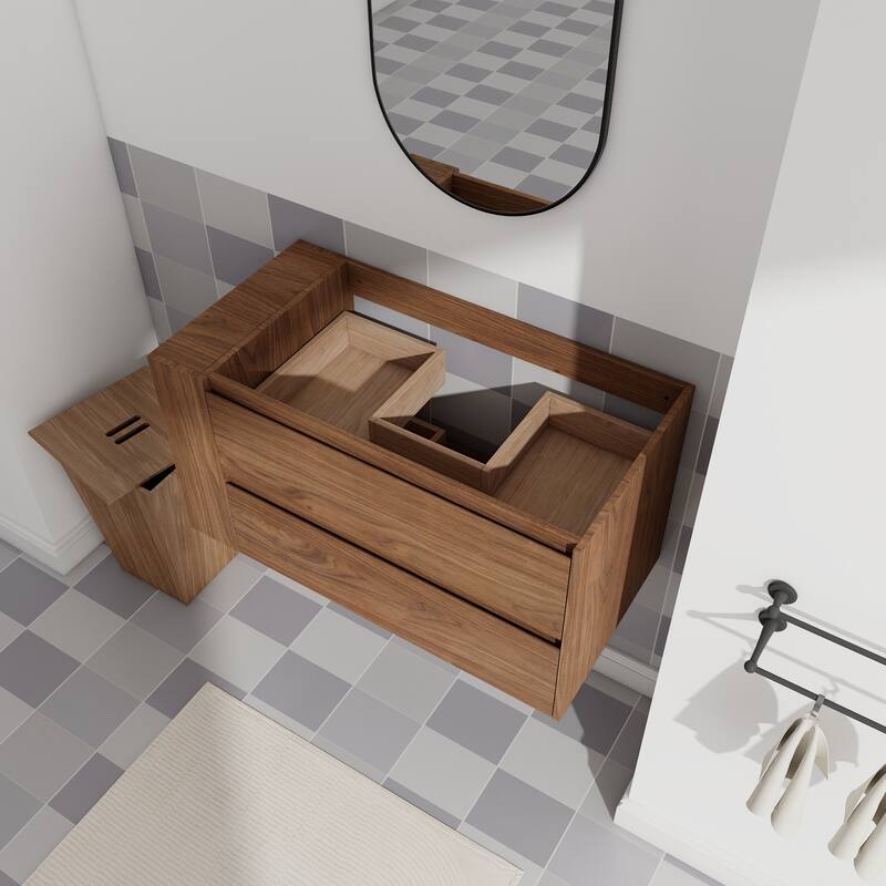 36"Wall Mounting Bathroom Vanity, Soft Close Drawer(Only Vanity, Without Basin)