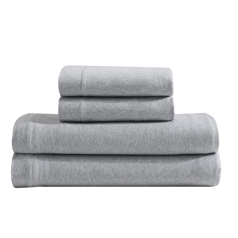 Calvin Klein Modern Cotton Melange Jersey Sheet Set - King - Grey/Blue