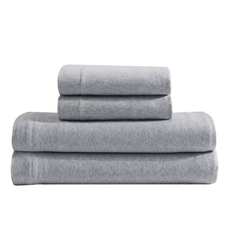 Calvin Klein Modern Cotton Melange Jersey Sheet Set - Twin - Grey/Blue
