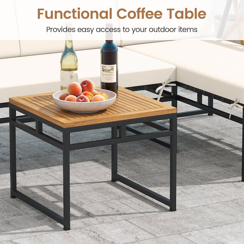Costway 3 PCS L-Shaped Patio Furniture Set with Loveseat Square Coffee - See Details