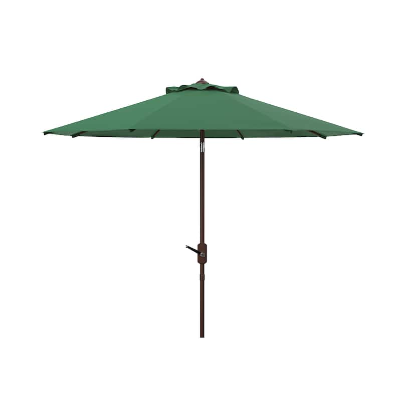 SAFAVIEH Rieta Aluminum Tilt And Crank 9-Foot Patio Umbrella, Base Not Included - Hunter Green
