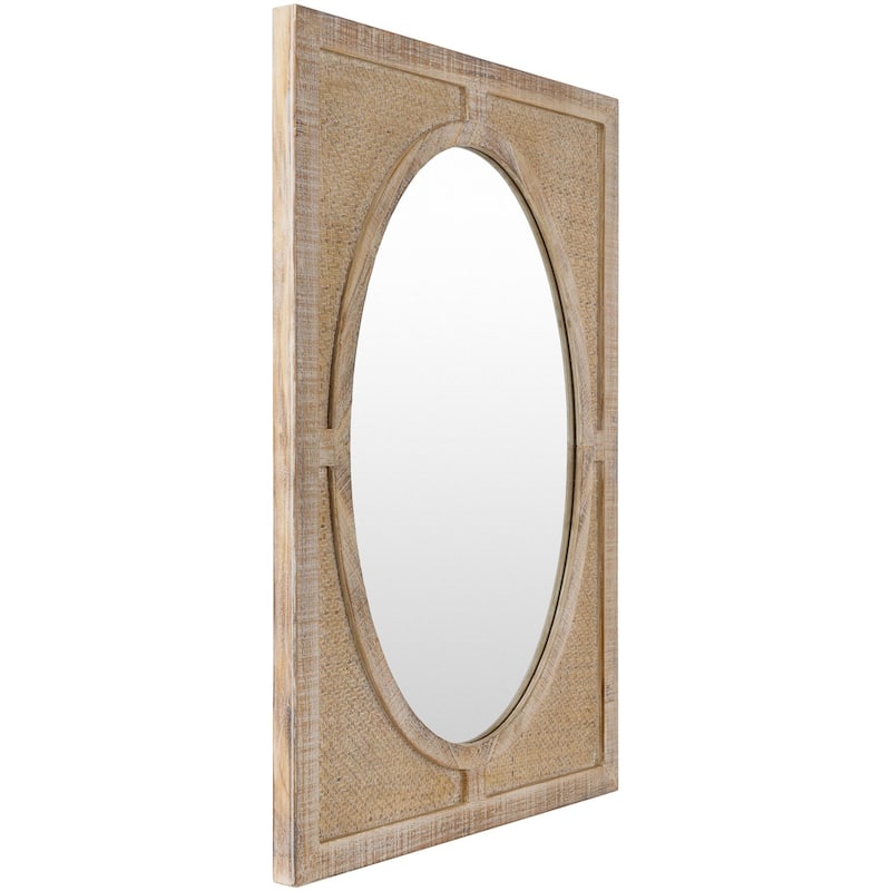Bordean Coastal Distressed Rattan Rectangular Wall Mirror