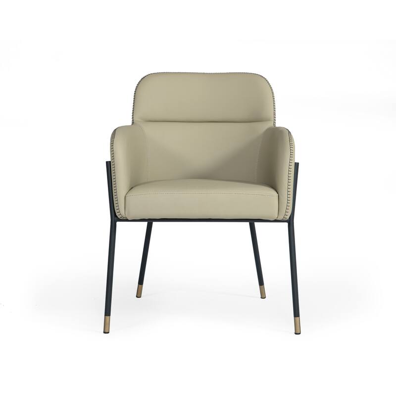 Modrest Brady Modern Black Metal & Grey Vegan Leather Dining Chair