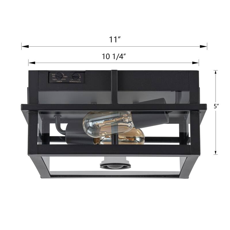 C Cattleya 2-Light Motion Sensor Outdoor Flush Mount Ceiling Light
