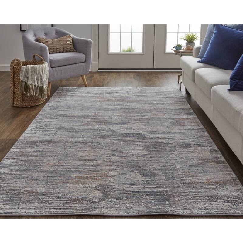Wuju Power Loomed Distressed Abstract Modern Stain Resistant Area Rug By HomeRoots