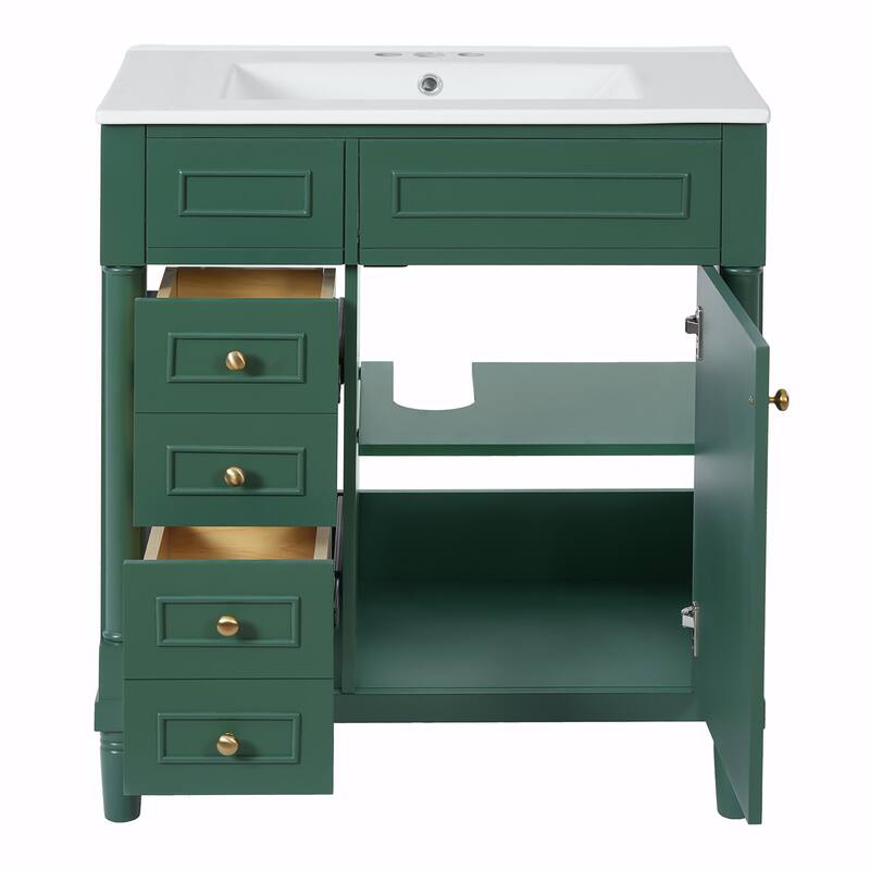 30" Bathroom Vanity with Sink, Freestanding Bathroom Storage Vanity Cabinet with Soft-Closing Door