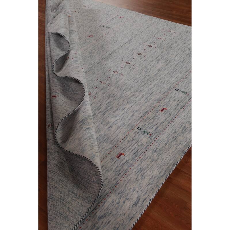 Hand Knotted Oriental 100% Wool Carpet Tribal Tribal Greys & Charcoal Gabbeh Area Rug - 9' 10'' X 8' 3''
