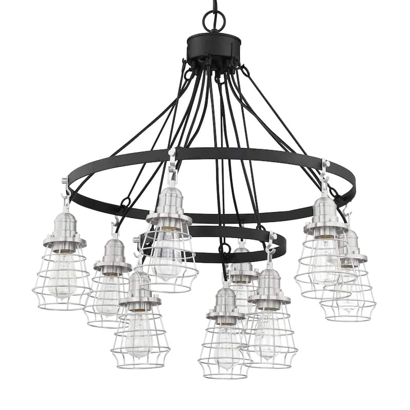Craftmade Thatcher 9 Light 30" Wide Chandelier - Flat Black / Brushed Polished Nickel