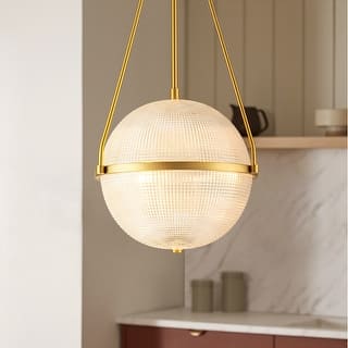 3-Light 13.78" Black/Gold Mid-Century Modern Grid Glass Globe Bubble Pendant Light Kitchen Island Lighting