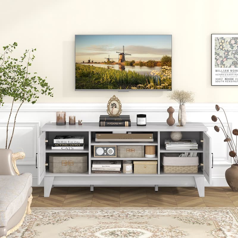 Gymax Farmhouse TV Stand for TVs Up to 65 Inches w/ 2 Barn Door