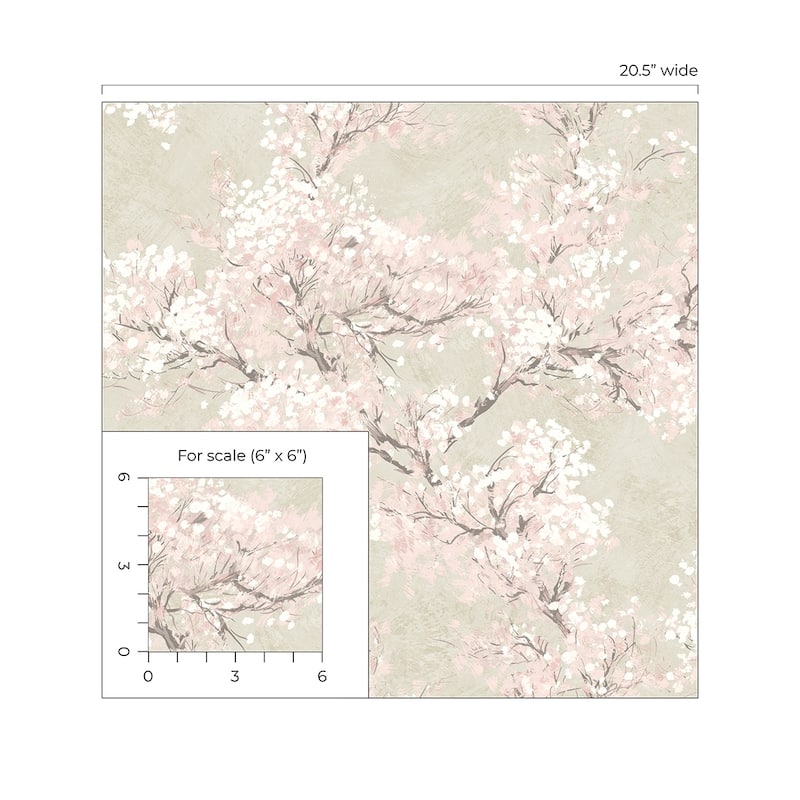 NextWall Cherry Blossom Grove and Stick Wallpaper