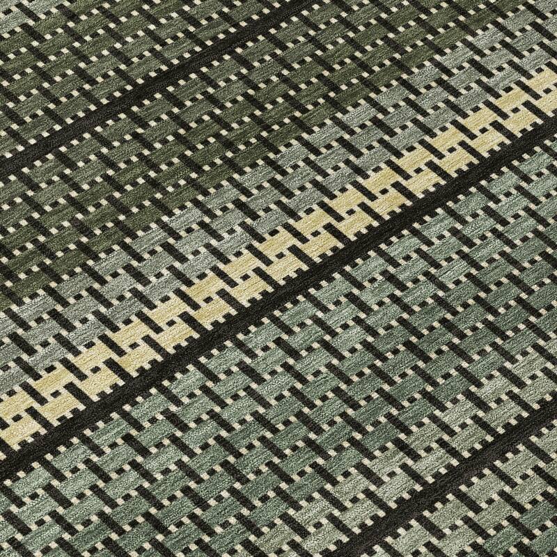 Machine Washable Indoor/ Outdoor Boho Stripe Chantille Rug