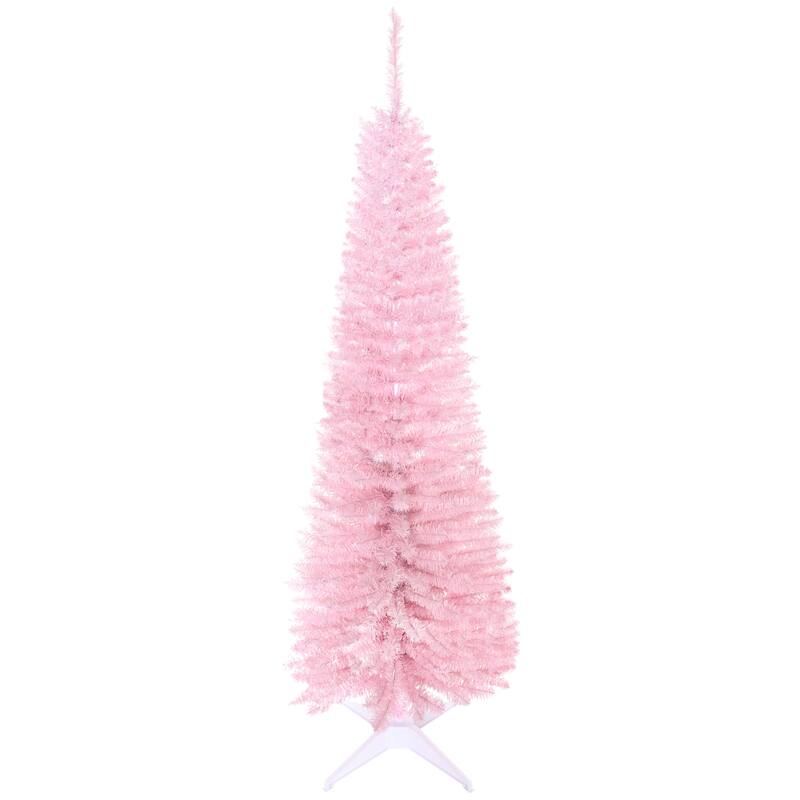HOMCOM Artificial Pencil Tree - Slim, Realistic Branch Tips, Plastic Stand, Pink