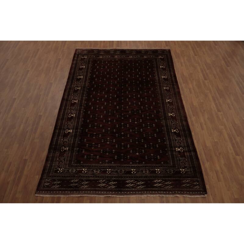 Hand Knotted Oriental 100% Wool Carpet Traditional Geometric Red Bokhara Area Rug - 13' 4'' X 8' 3''