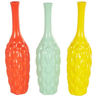 Ceramic Vase - Set of 3 Multi Colored - Roche River Decor - 5"W x 5"L x 18"H