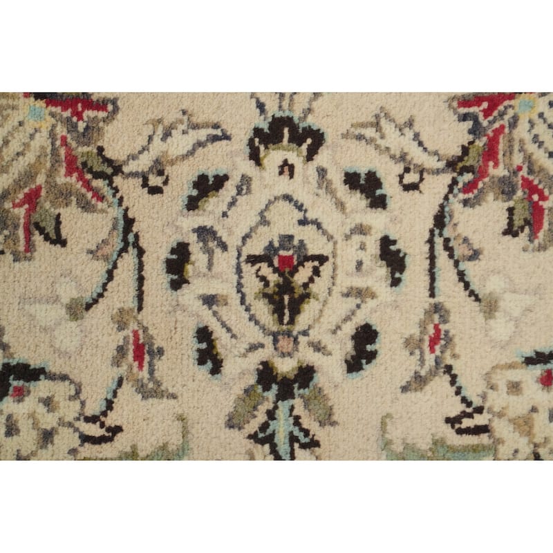 Hand Knotted Oriental 100% Wool Carpet Traditional Floral Beige & Ivories Kashan Area Rug - 13' 1'' X 9' 9''