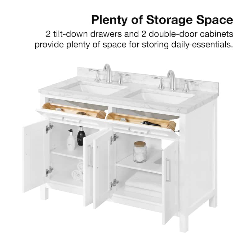 OVE Decors Tahoe 48 in. Double Sink Bathroom Vanity in Brushed Almond Latte