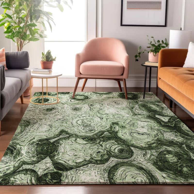 Premium Washable Super Soft Abstract Modern Mayfield Rug - Green - 9' x 12' - Rectangle