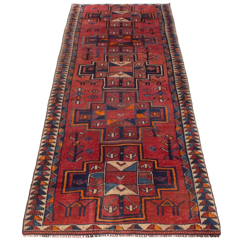 ECARPETGALLERY Hand-knotted Melis Vintage Red Wool Rug - 3'8 x 10'10