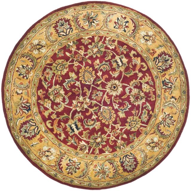 SAFAVIEH Handmade Classic Clotilda Traditional Oriental Wool Rug - 3'6" x 3'6" Round - Red/Gold