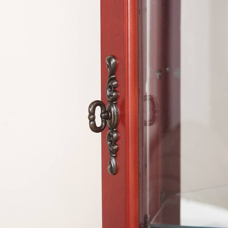 GDFStudio - Storage Corner Curio Cabinet with Lighted Glass Shelves