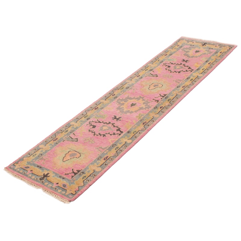 ECARPETGALLERY Hand-knotted Modern Oushak Violet Wool Rug - 2'6 x 9'10
