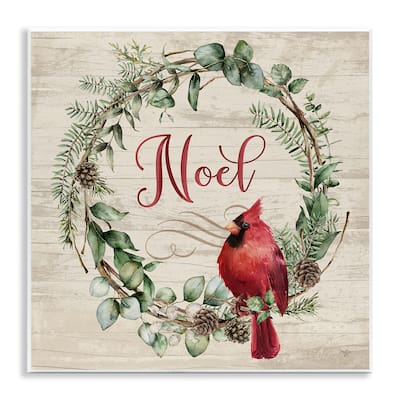 Stupell Noel Wreath with Cardinal Wall Plaque Art Design By Mollie B.