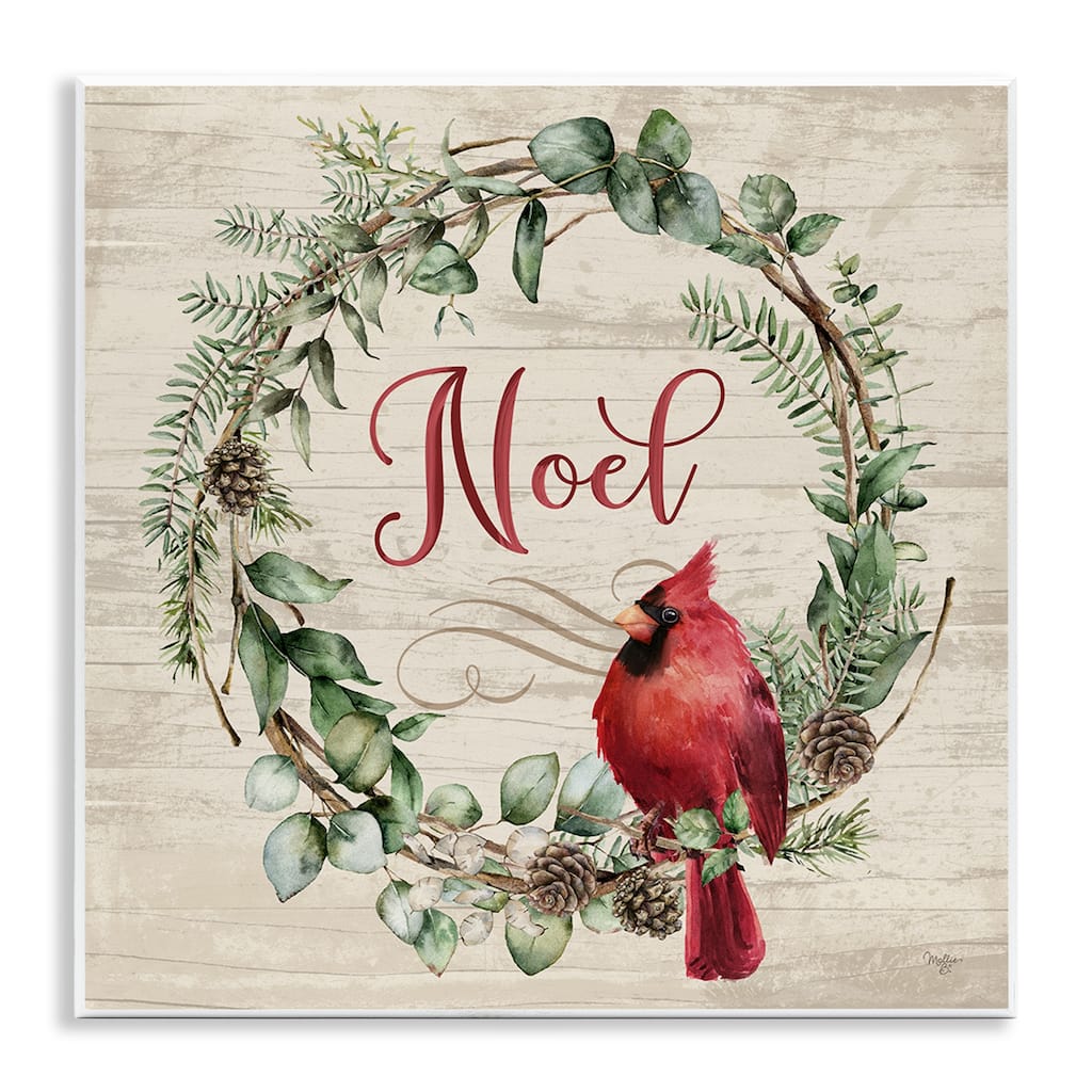 Stupell Noel Wreath with Cardinal Wall Plaque Art Design By Mollie B.