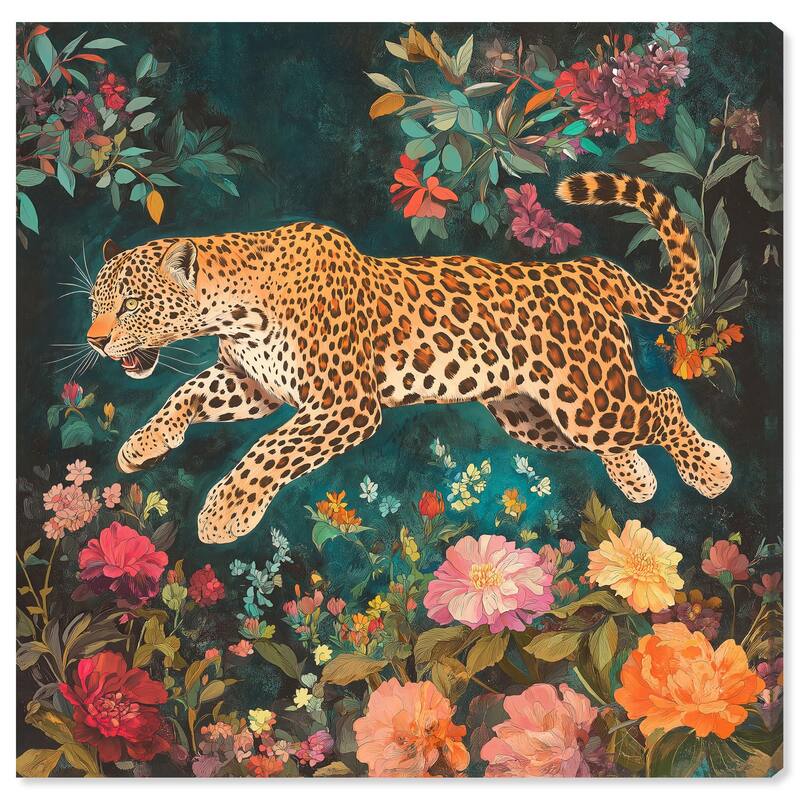 Tigers and Blooms Canvas by Art Remedy, Gallery Wrapped - 40" x 40"