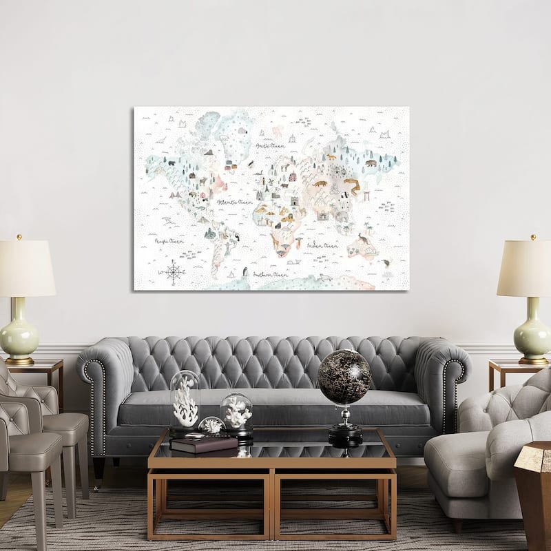 iCanvas "World Traveler I Dot BG" by Laura Marshall Canvas Print