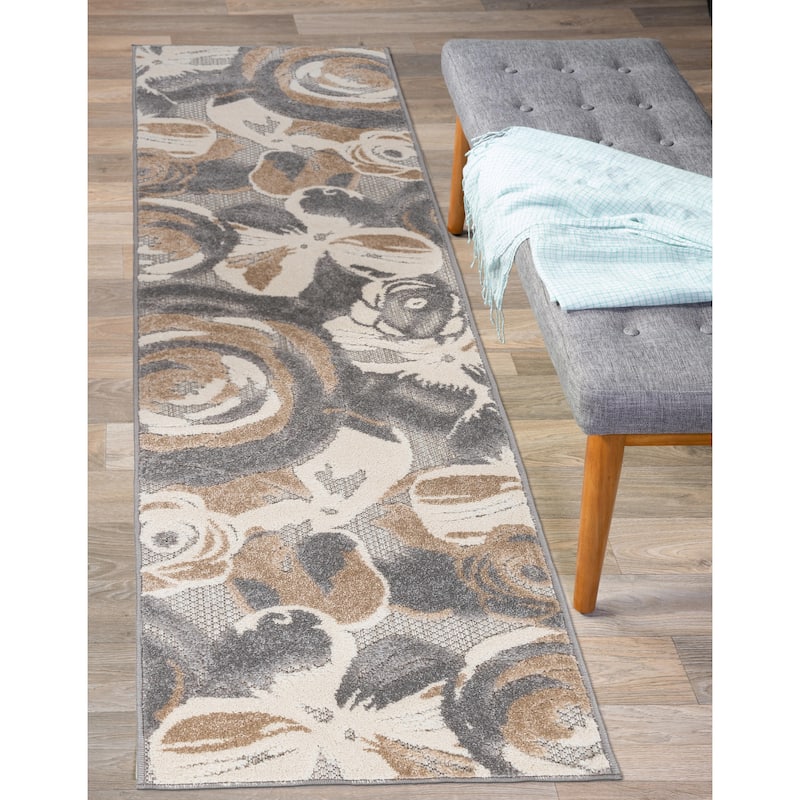 World Rug Gallery Modern Floral Indoor/Outdoor Area Rug