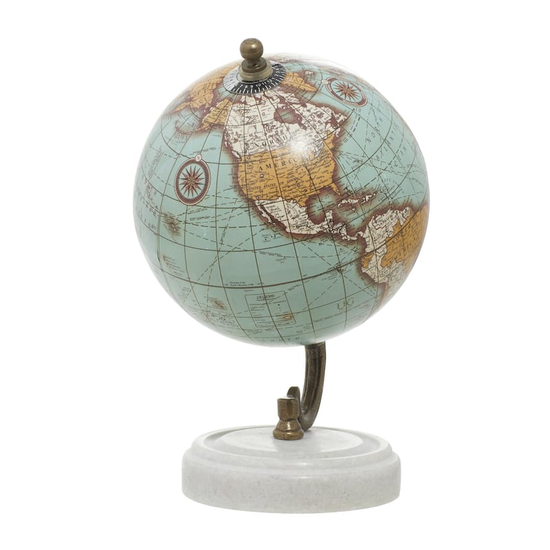 Marble Globe with Marble Base - Teal or Black - Roche River Decor
