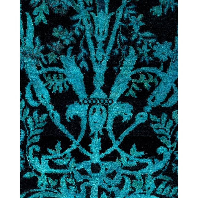 Fine Vibrance One-of-a-Kind Hand-Knotted Runner Rug - Black, 2' 7" x 13' 0" - 2' 7" x 13' 0"