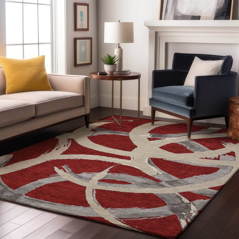 Premium Washable Super Soft Modern Zeus Mayfield Rug - Red - 10' x 14'