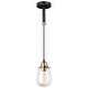 preview thumbnail 1 of 7, Kassidy Black and Brass Industrial Teardrop Mini Pendant Ceiling Light Clear Glass - 5-in W x 16-in H x 5-in D
