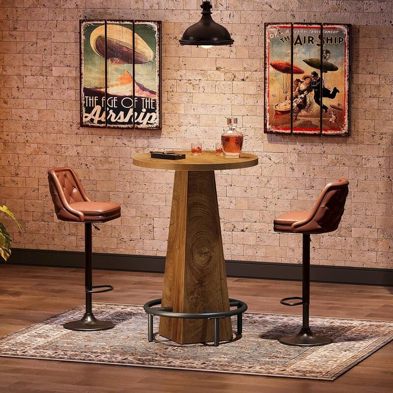 Small Bar Table, 37.4" High Round Pub Table (Only Table)