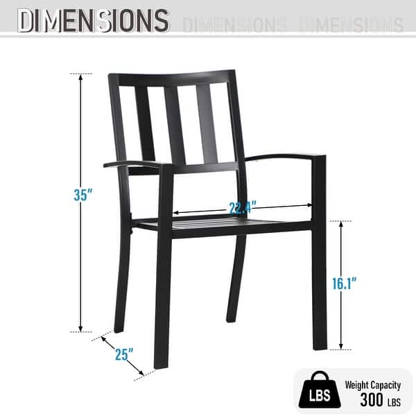 dimension image slide 2 of 5, MAISON ARTS 9-Piece Patio Dining Set, 60 Inch Square Metal Table and 8 Metal Dining Chairs