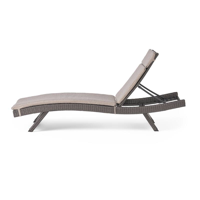 Salem Outdoor Wicker Adjustable Chaise Lounge with Cushion by Christopher Knight Home