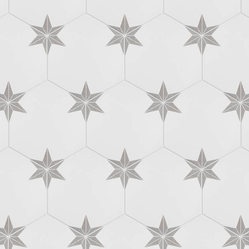 Merola Tile Stella Hex Silver 8-5/8" x 9-7/8" Porcelain Floor and Wall Tile