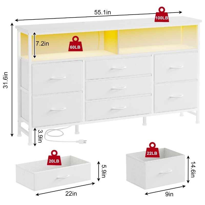 knee length dresses for ladies 55 Inch 6 Drawers Dresser with Glass Top, Wood Drawer Dressers with LE –  Bvldfamly main image 0