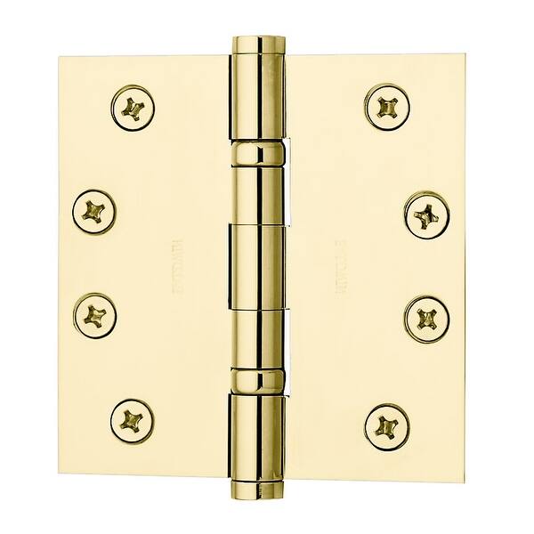 slide 2 of 4, Baldwin 4.5" x 4.5" Solid Brass Square Corner Ball Bearing Mortise