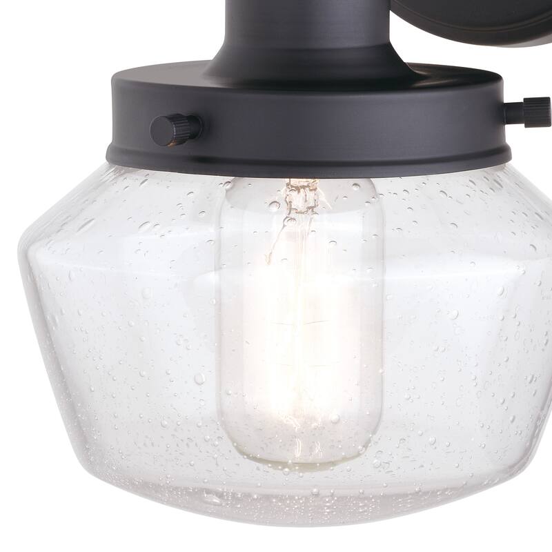 Collins Black Clear Glass Outdoor 1-light Wall Lantern
