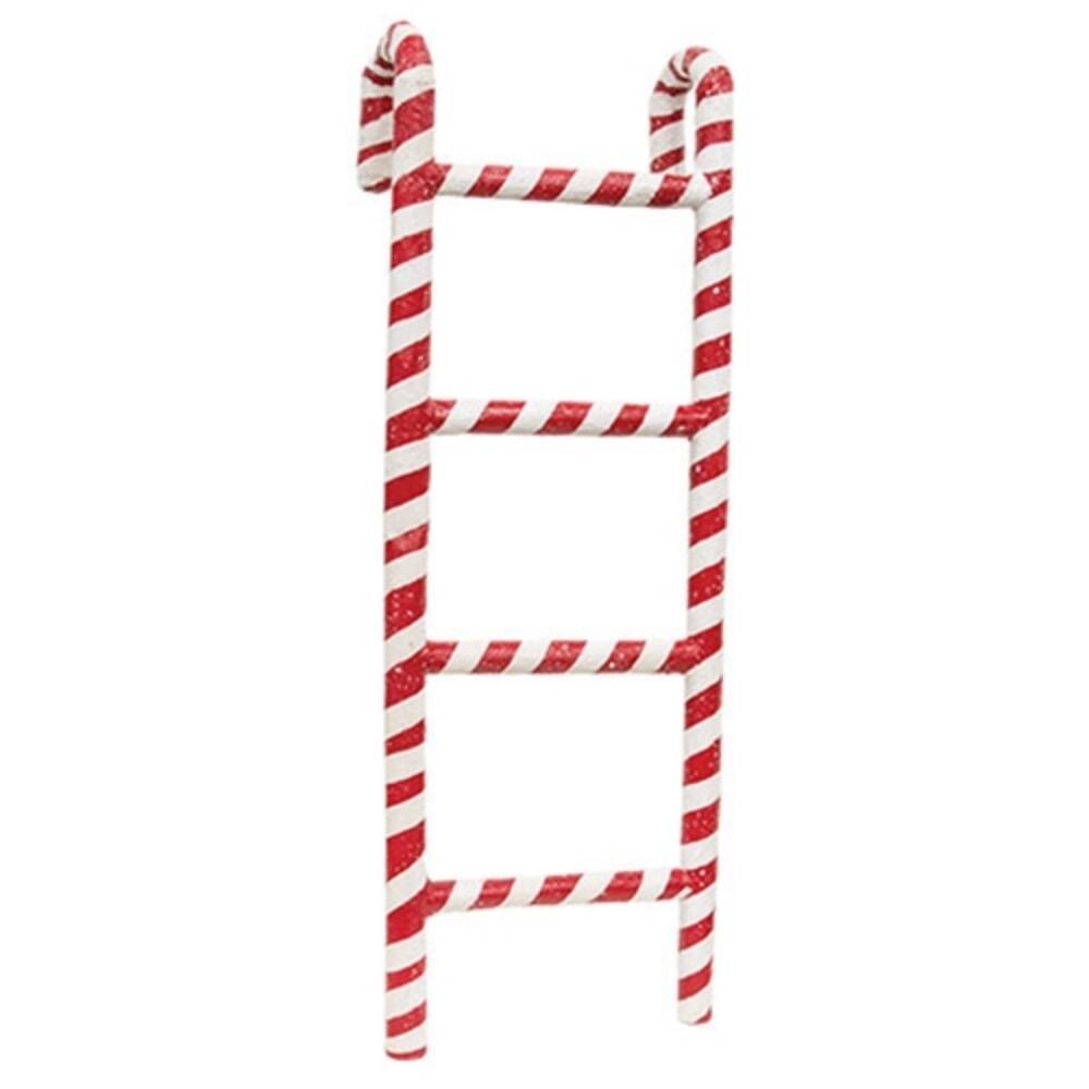 Distressed Wooden Candy Cane Stripe Ladder - 29"H - Multi
