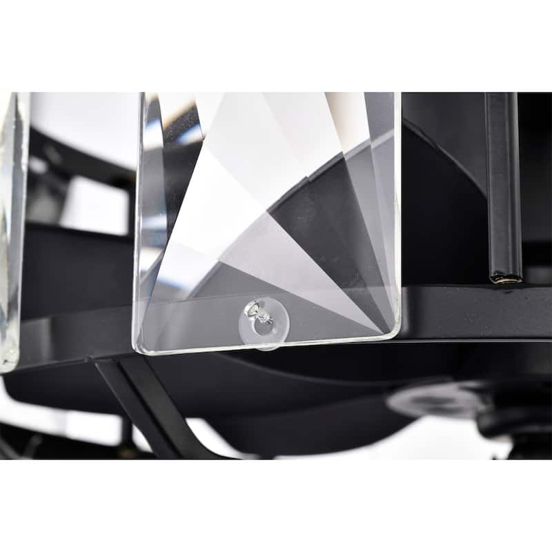 Alban 16 Inch Matte Black Crystal Shade Fandelier - N/A