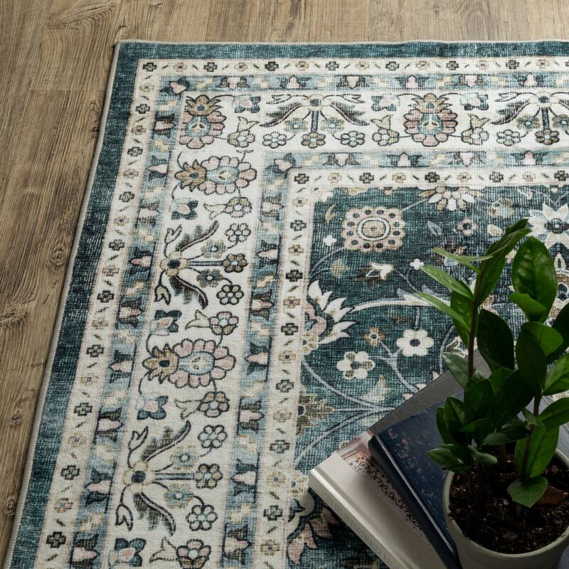 Style Haven Sunderland Bordered Traditional Machine Washable Area Rug Mat