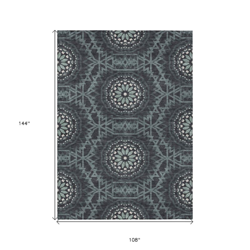 HomeRoots Floral Medallion Transitional Rectangle Outdoor Rug