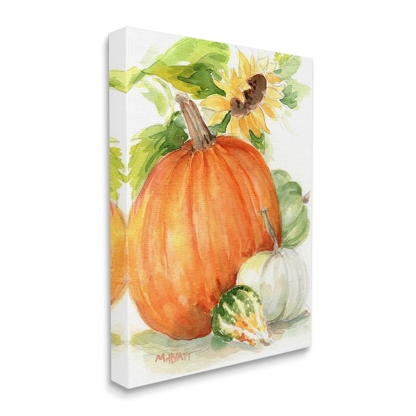 slide 2 of 9, Stupell Pumpkin Sunflower and Gourd Fall Farm Harvest Canvas Wall Art - Multi-Color 16 x 20